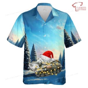 US Army M24 Chaffee Tank Winter Camo Hawaiian Shirt