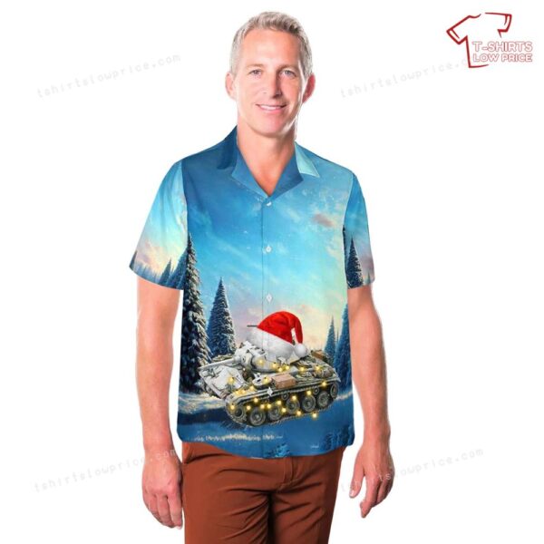 US Army M24 Chaffee Tank Winter Camo Hawaiian Shirt