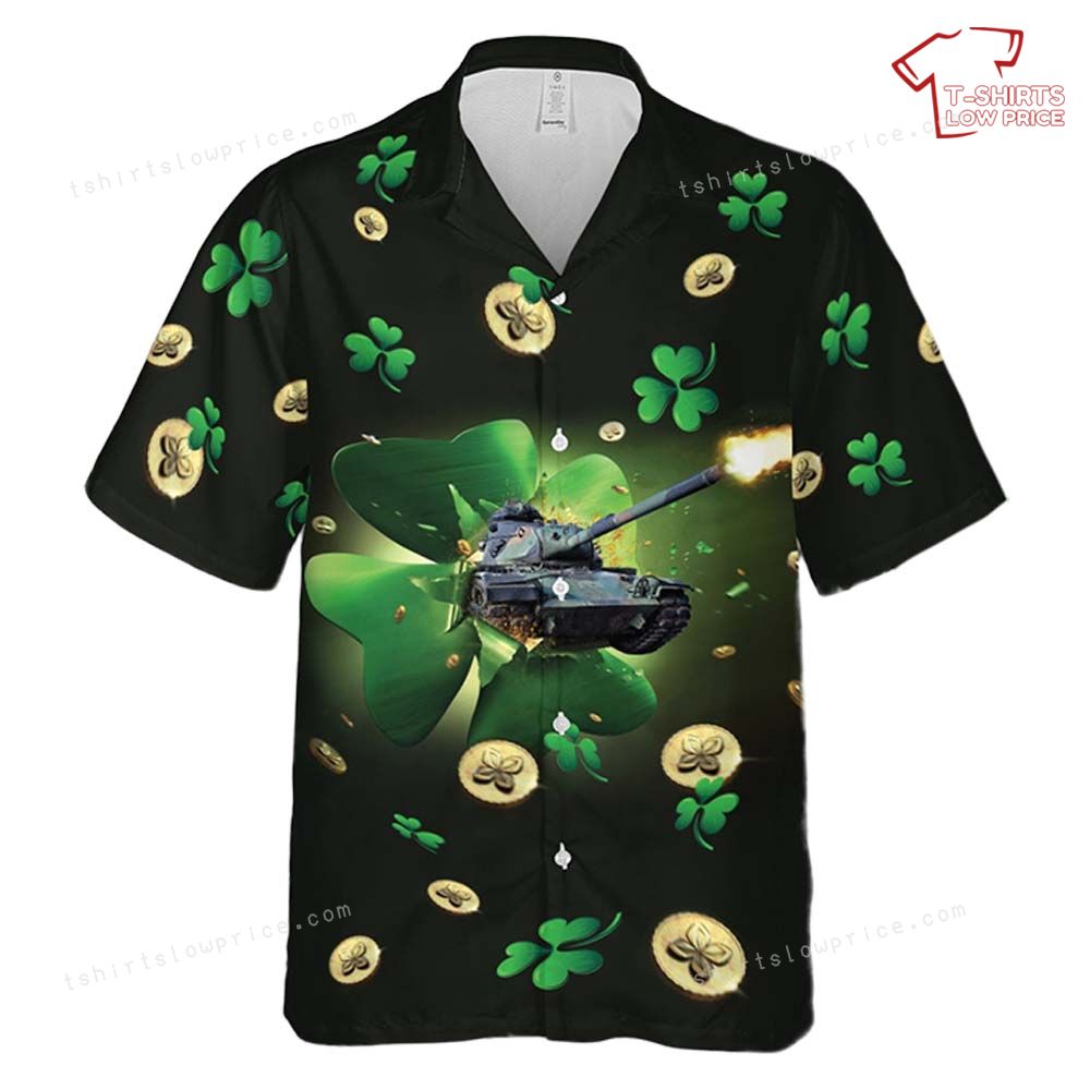 US Army M60 Main Battle Tank Patricks Day Hawaiian Shirt 2 US Army M60 Main Battle Tank Patricks Day Hawaiian Shirt 2