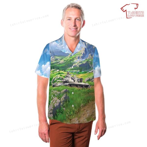 US Army M60A3 Patton main battle tank from Company A, 2nd Battalion, 70th Armor, 24th Infantry Division Hawaiian Shirt US Army M60A3 Patton main battle tank from Company A, 2nd Battalion, 70th Armor, 24th Infantry Division Hawaiian Shirt