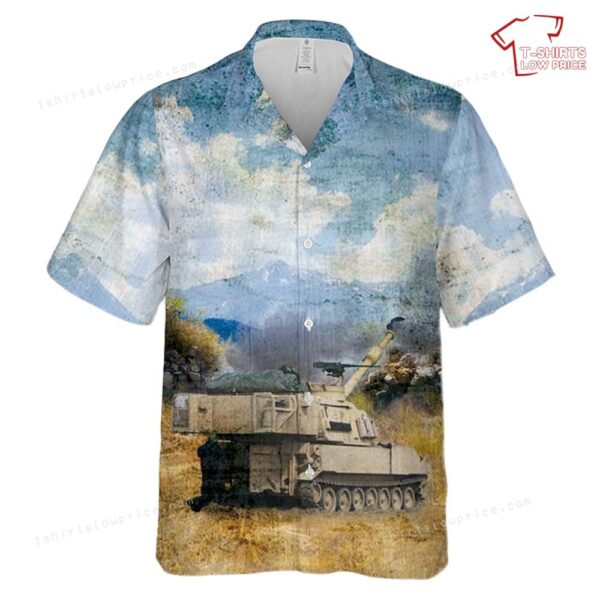 US Army M109A6 Paladin from the 1-84th Field Artillery Hawaiian Shirt US Army M109A6 Paladin from the 1-84th Field Artillery Hawaiian Shirt