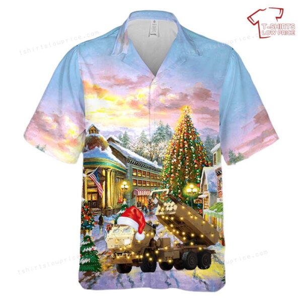 US Army M142 HIMARS Of 75th Field Artillery Brigade Christmas Hawaiian Shirt US Army M142 HIMARS Of 75th Field Artillery Brigade Christmas Hawaiian Shirt