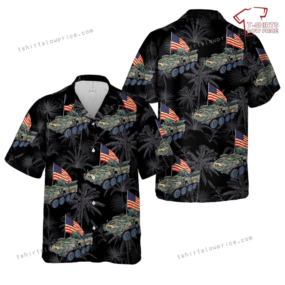 US Army M1129 Stryker Mortar Carrier, 4th Of July Hawaiian Shirt US Army M1129 Stryker Mortar Carrier 4th Of July Hawaiian Shirt 1