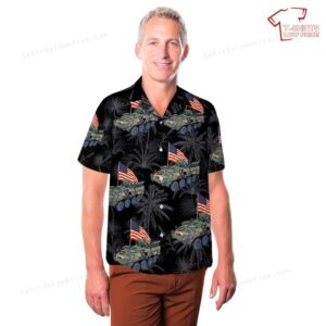 US Army M1129 Stryker Mortar Carrier 4th Of July Hawaiian Shirt 3