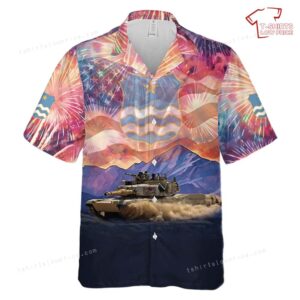 US Army Minnesota Army National Guard M1A2 Abrams main battle tank, 4th Of July Hawaiian Shirt
