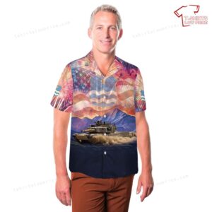 US Army Minnesota Army National Guard M1A2 Abrams main battle tank 4th Of July Hawaiian Shirt 3