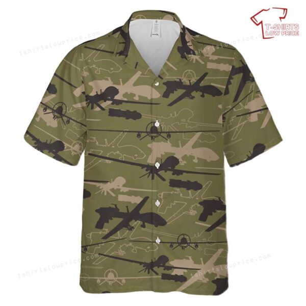 US Army MQ-1C Gray Eagle Silhouette Hawaiian Shirt