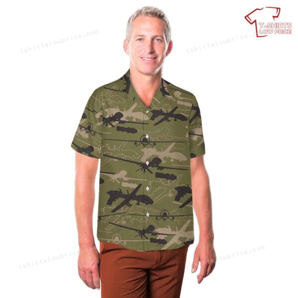 US Army MQ-1C Gray Eagle Silhouette Hawaiian Shirt