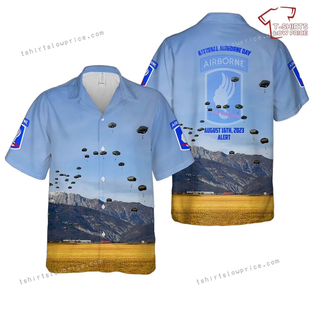 US Army National Airborne Day 1st Squadron, 91st Cavalry Regiment, 173rd Airborne Brigade Parachute Jump Hawaiian Shirt US Army National Airborne Day 1st Squadron 91st Cavalry Regiment 173rd Airborne Brigade Parachute Jump Hawaiian Shirt 1
