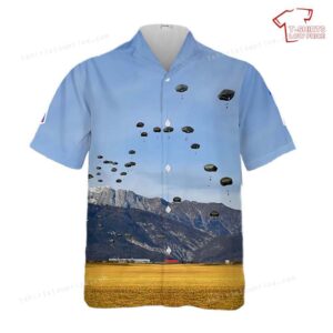 US Army National Airborne Day 1st Squadron, 91st Cavalry Regiment, 173rd Airborne Brigade Parachute Jump Hawaiian Shirt