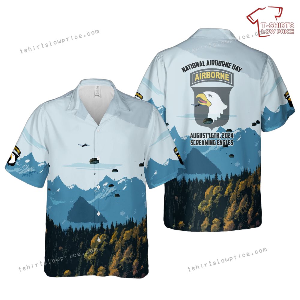 US Army National Airborne Day 2024, 101st Airborne Division Hawaiian Shirt US Army National Airborne Day 2024 101st Airborne Division Hawaiian Shirt 1