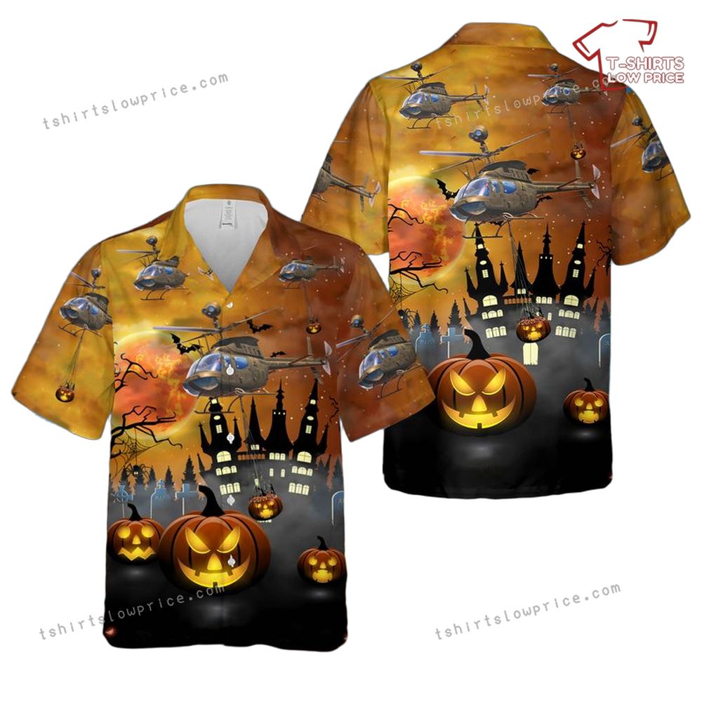 US Army OH-58 Kiowa Halloween Hawaiian Shirt US Army OH 58 Kiowa Halloween Hawaiian Shirt 1