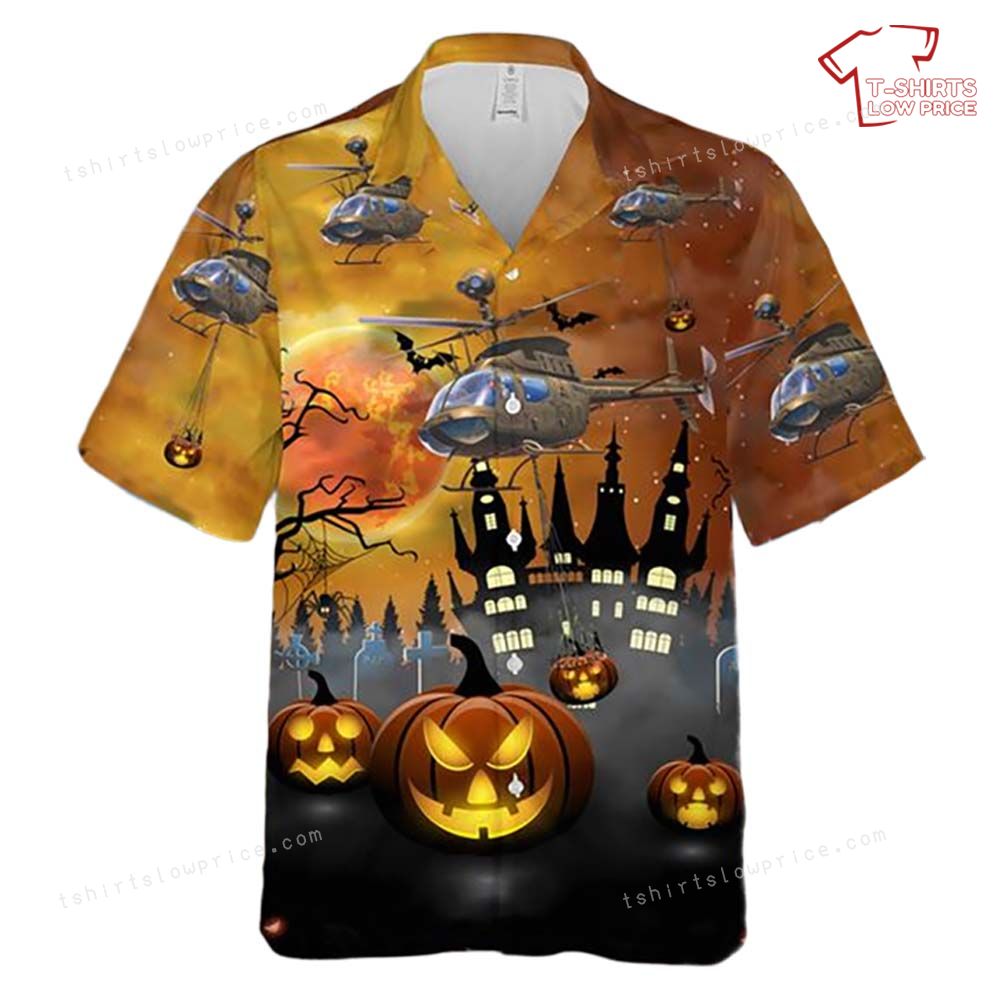 US Army OH 58 Kiowa Halloween Hawaiian Shirt 2 US Army OH 58 Kiowa Halloween Hawaiian Shirt 2