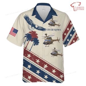 US Army OH-58 Kiowa, 4th Of July Hawaiian Shirt