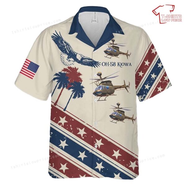 US Army OH-58 Kiowa, 4th Of July Hawaiian Shirt US Army OH-58 Kiowa, 4th Of July Hawaiian Shirt