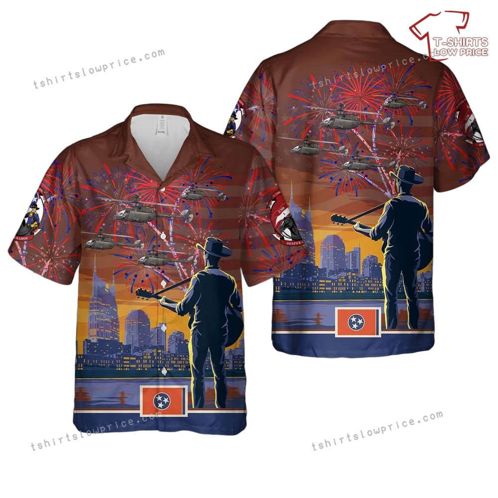 US Army OH-58D Kiowa, 1-230th Air Cavalry Regiment, Tennessee Army National Guard, 4th Of July Hawaiian Shirt US Army OH 58D Kiowa 1 230th Air Cavalry Regiment Tennessee Army National Guard 4th Of July Hawaiian Shirt 1