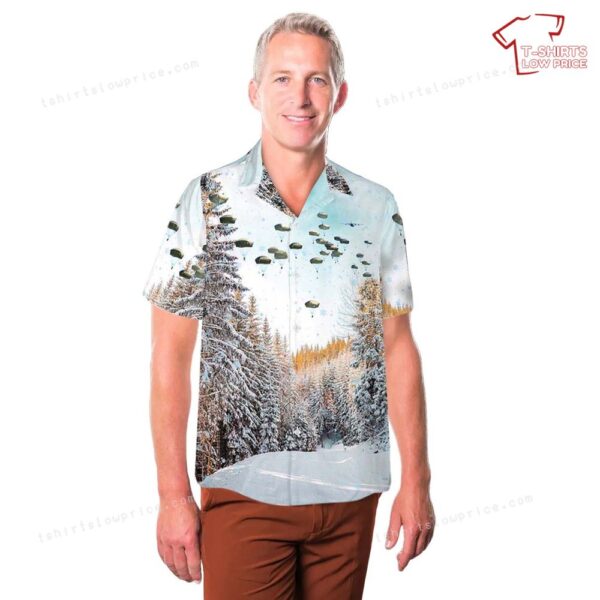 US Army Paratroopers 1st Squadron (Airborne), 91st Cavalry Regiment Jump Grafenwoehr Training Area Christmas Hawaiian Shirt US Army Paratroopers 1st Squadron (Airborne), 91st Cavalry Regiment Jump Grafenwoehr Training Area Christmas Hawaiian Shirt