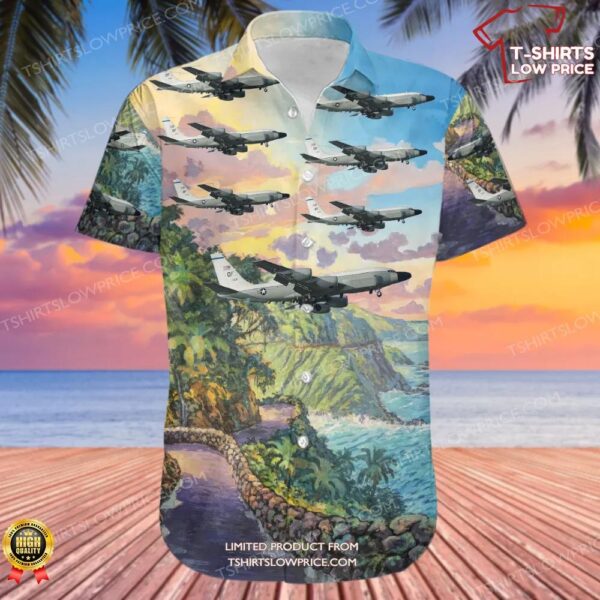 Boeing RC-135W Rivet Joint United States US Air Force (USAF) Hawaiian Shirt Boeing RC-135W Rivet Joint United States US Air Force (USAF) Hawaiian Shirt