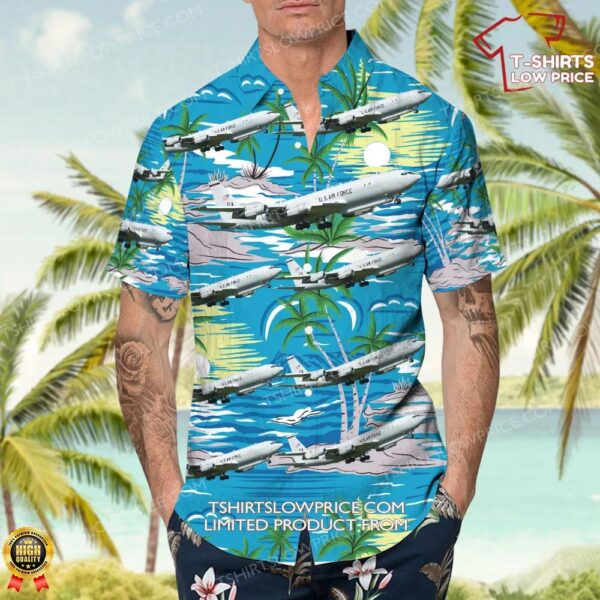 Boeing E-8C JSTARS United States US Air Force (USAF) Hawaiian Shirt Boeing E-8C JSTARS United States US Air Force (USAF) Hawaiian Shirt