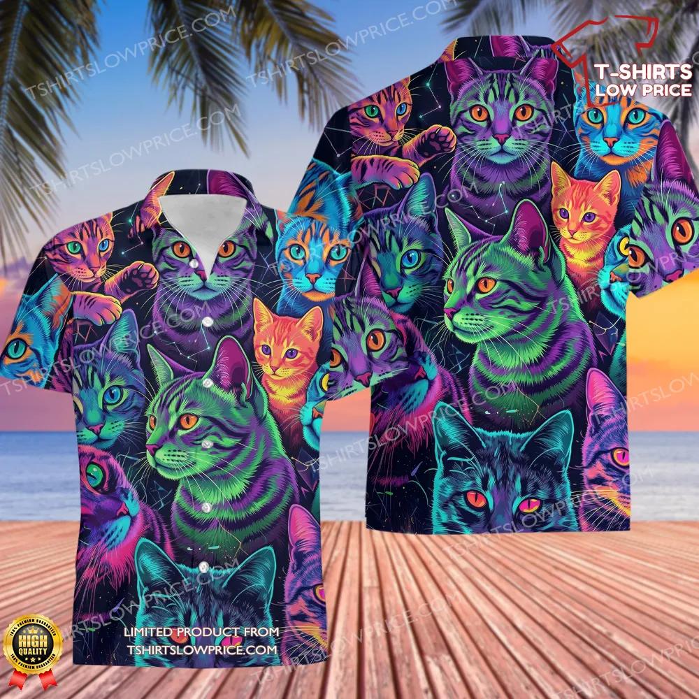 Neon Cat Hawaiian Shirt Neon Cat Hawaiian Shirt
