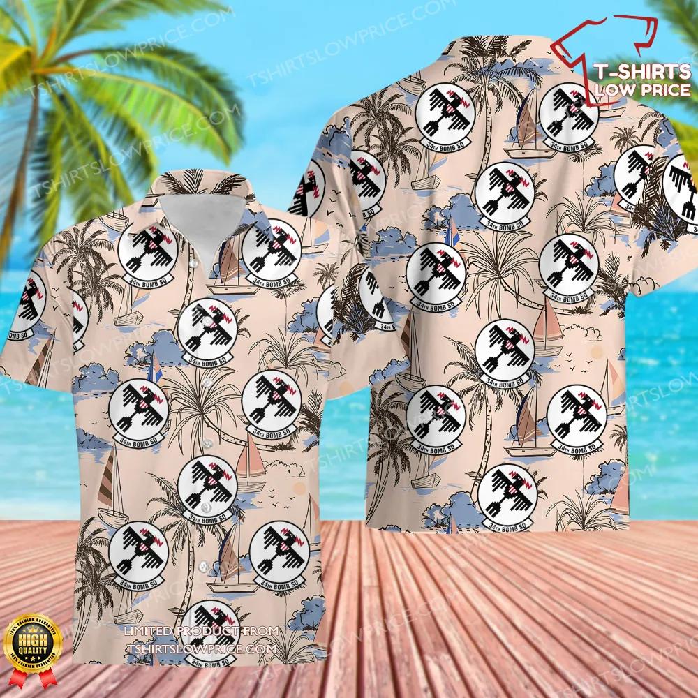 34 Bomb Squadron (AFGSC) Hawaiian Shirt 34 Bomb Squadron AFGSC Hawaiian Shirt 1