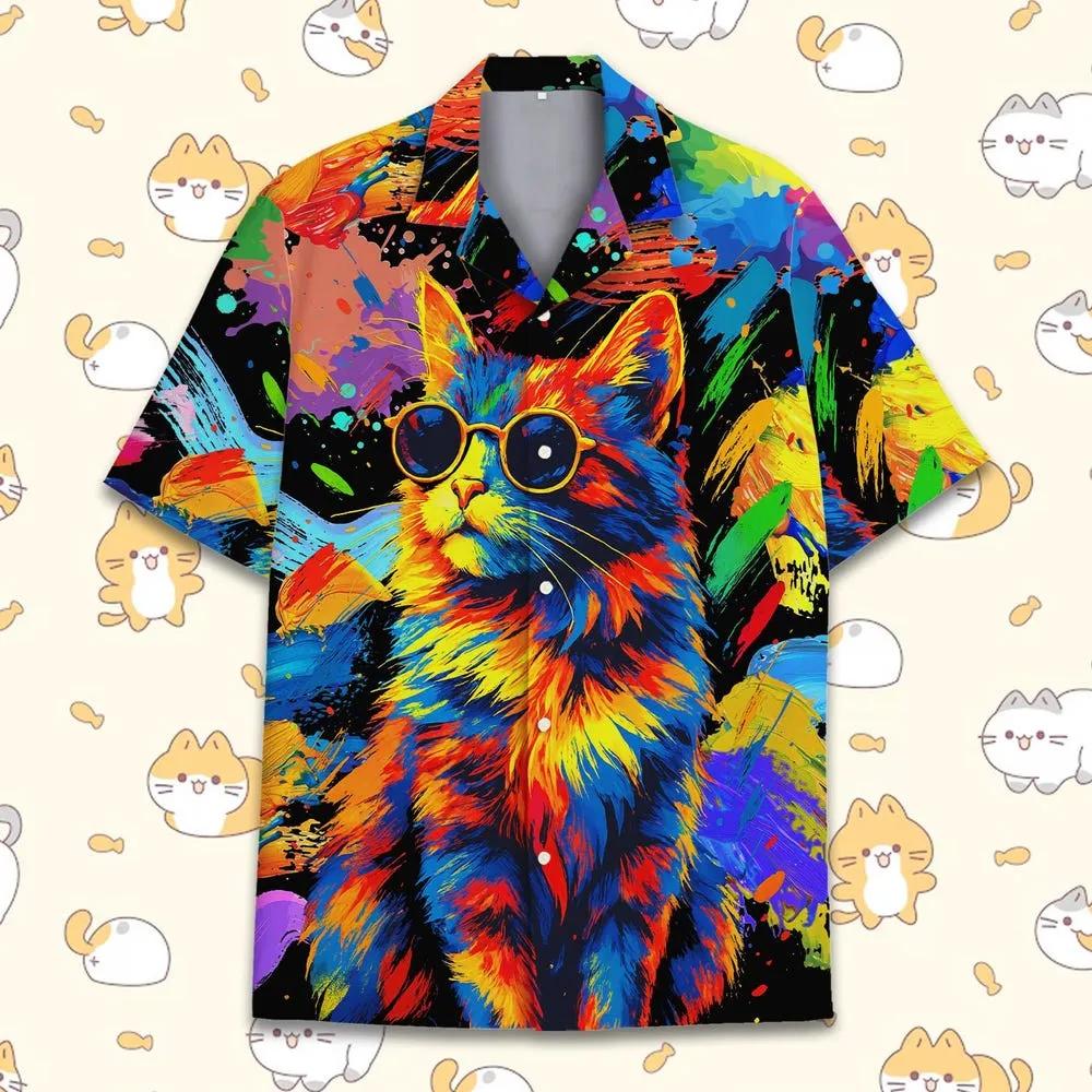 Colorful Cat Hawaiian Shirt Colorful Cat Hawaiian Shirt 1