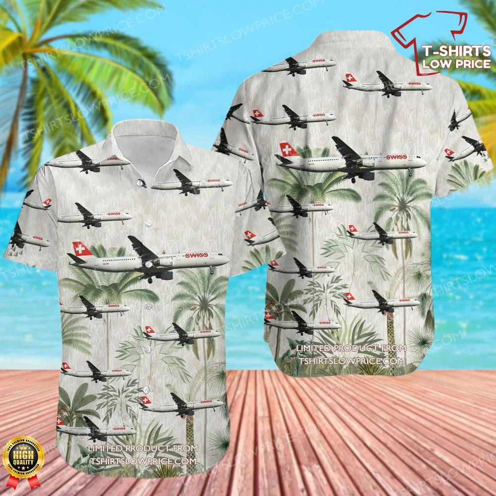 Airbus A321-111 Swiss Hawaiian Shirt Airbus A321 111 Swiss Hawaiian Shirt 1