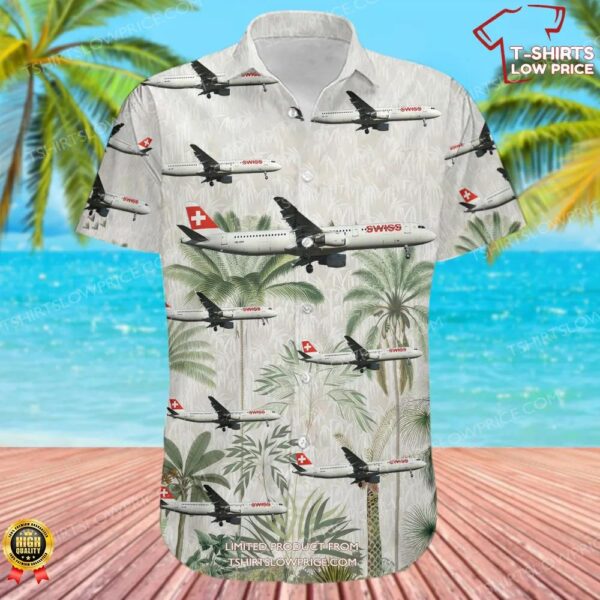 Airbus A321-111 Swiss Hawaiian Shirt Airbus A321-111 Swiss Hawaiian Shirt