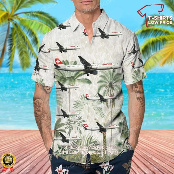 Airbus A321-111 Swiss Hawaiian Shirt Airbus A321-111 Swiss Hawaiian Shirt