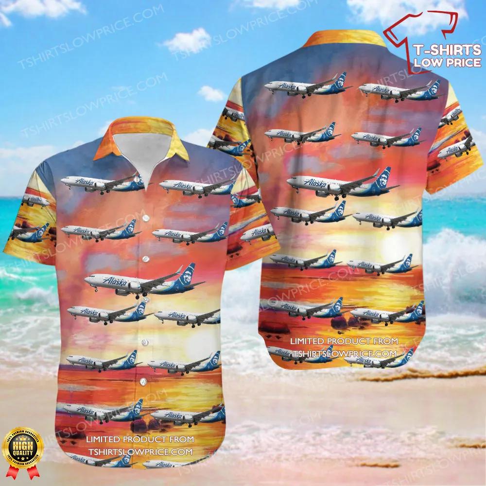 Boeing 737-8 MAX Alaska Airlines Hawaiian Shirt Boeing 737 8 MAX Alaska Airlines Hawaiian Shirt 1