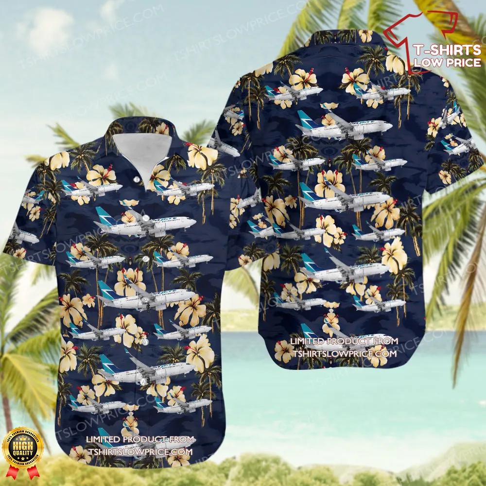 Boeing 737-7CT WestJet Airlines Hawaiian Shirt Boeing 737 7CT WestJet Airlines Hawaiian Shirt 1