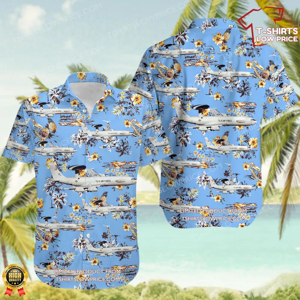 Boeing E-3B Sentry United States US Air Force (USAF) Hawaiian Shirt Boeing E 3B Sentry United States US Air Force USAF Hawaiian Shirt 1