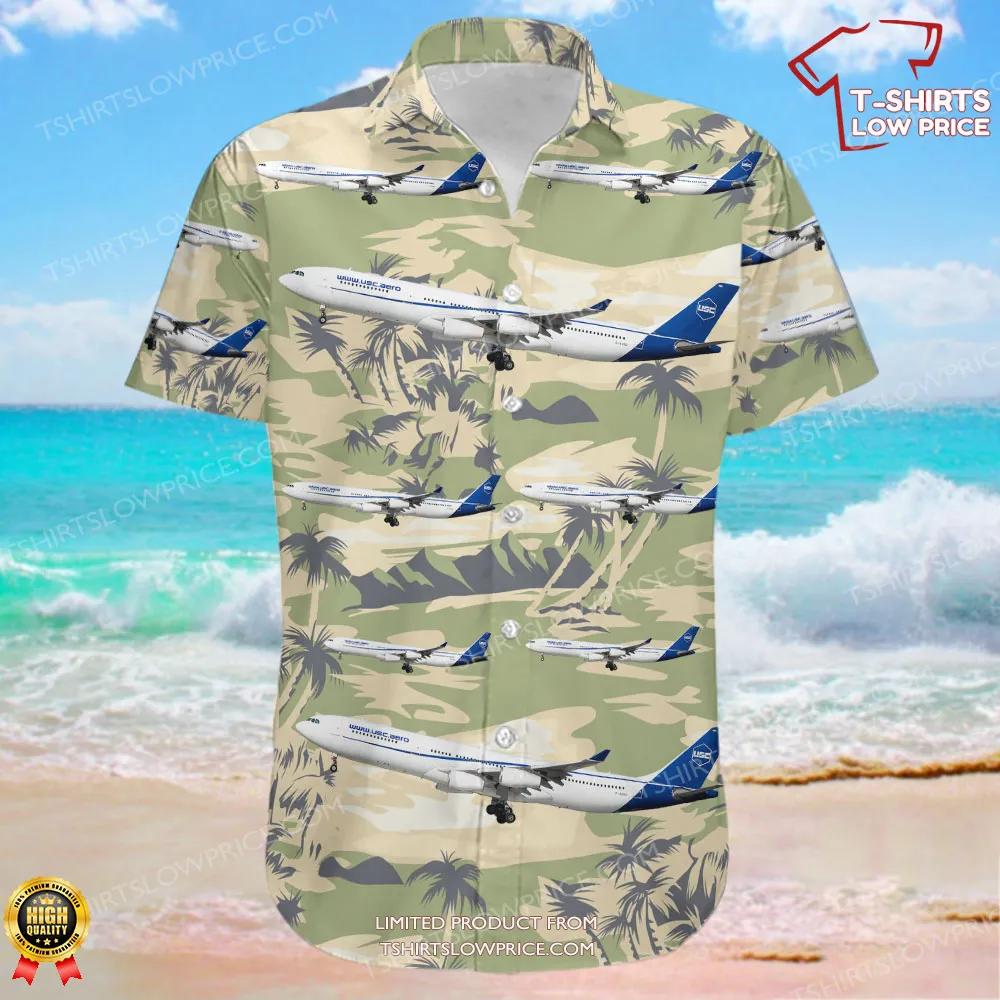 Airbus A340 313 Universal Sky Carrier USC Hawaiian Shirt 2 Airbus A340 313 Universal Sky Carrier USC Hawaiian Shirt 2
