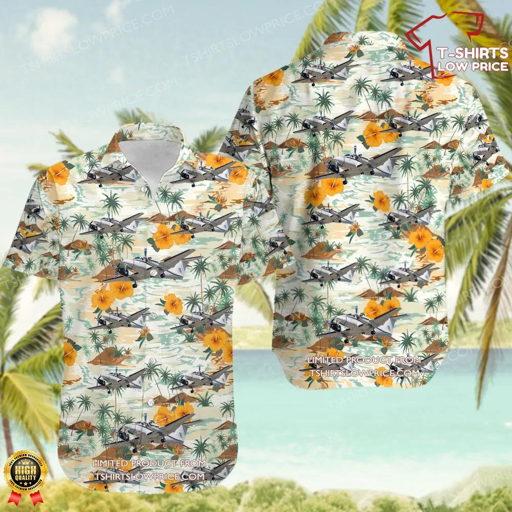 Beechcraft UC-12M Huron United States US Navy (USN) Hawaiian Shirt Beechcraft UC 12M Huron United States US Navy USN Hawaiian Shirt 1