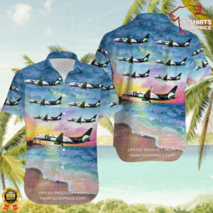 Boeing 737-8 MAX Flair Airlines Hawaiian Shirt Boeing 737-8 MAX Flair Airlines Hawaiian Shirt