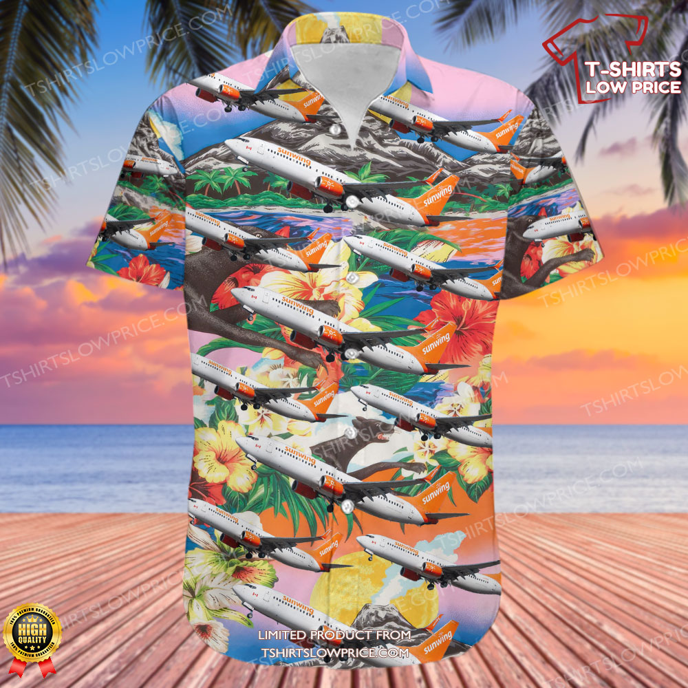 Boeing 737 81D Sunwing Airlines Hawaiian Shirt 2 Boeing 737 81D Sunwing Airlines Hawaiian Shirt 2