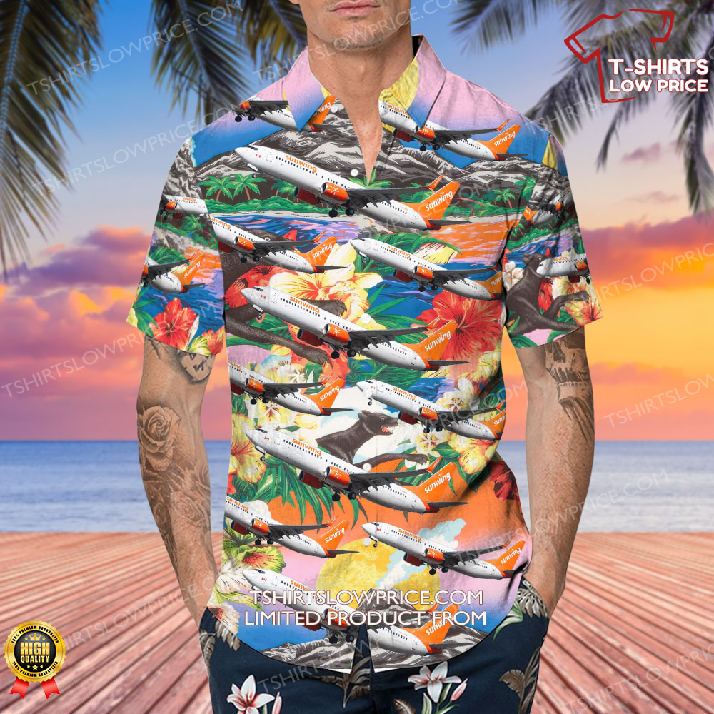 Boeing 737 81D Sunwing Airlines Hawaiian Shirt 4 Boeing 737 81D Sunwing Airlines Hawaiian Shirt 4