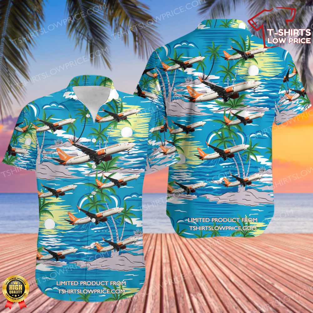 Boeing 737-8 MAX Sunwing Airlines Hawaiian Shirt Boeing 737 8 MAX Sunwing Airlines Hawaiian Shirt 1