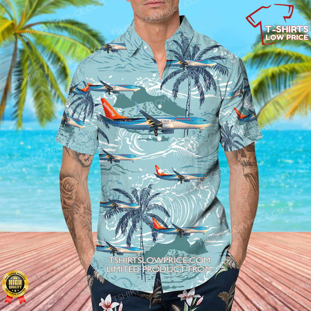 Boeing 737 8K5 Sunwing Airlines Hawaiian Shirt 4 Boeing 737 8K5 Sunwing Airlines Hawaiian Shirt 4