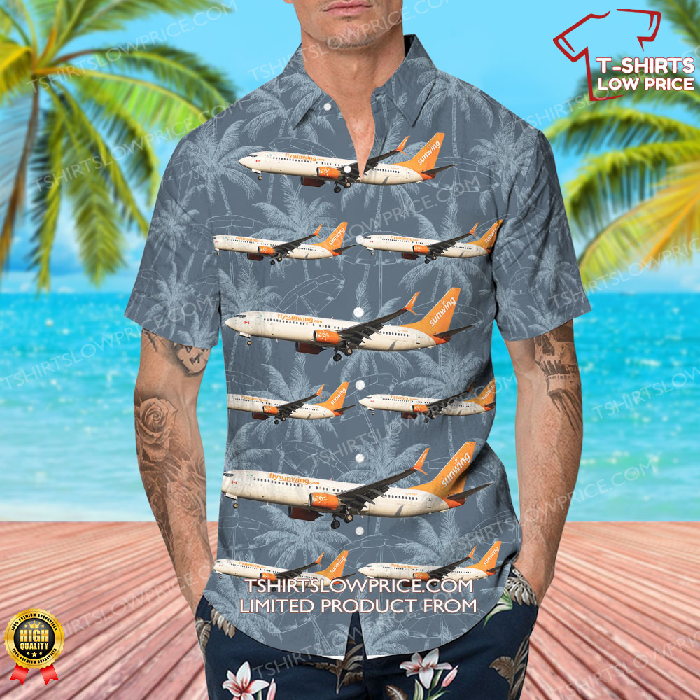 Boeing 737 8FH Sunwing Airlines Hawaiian Shirt 4 Boeing 737 8FH Sunwing Airlines Hawaiian Shirt 4