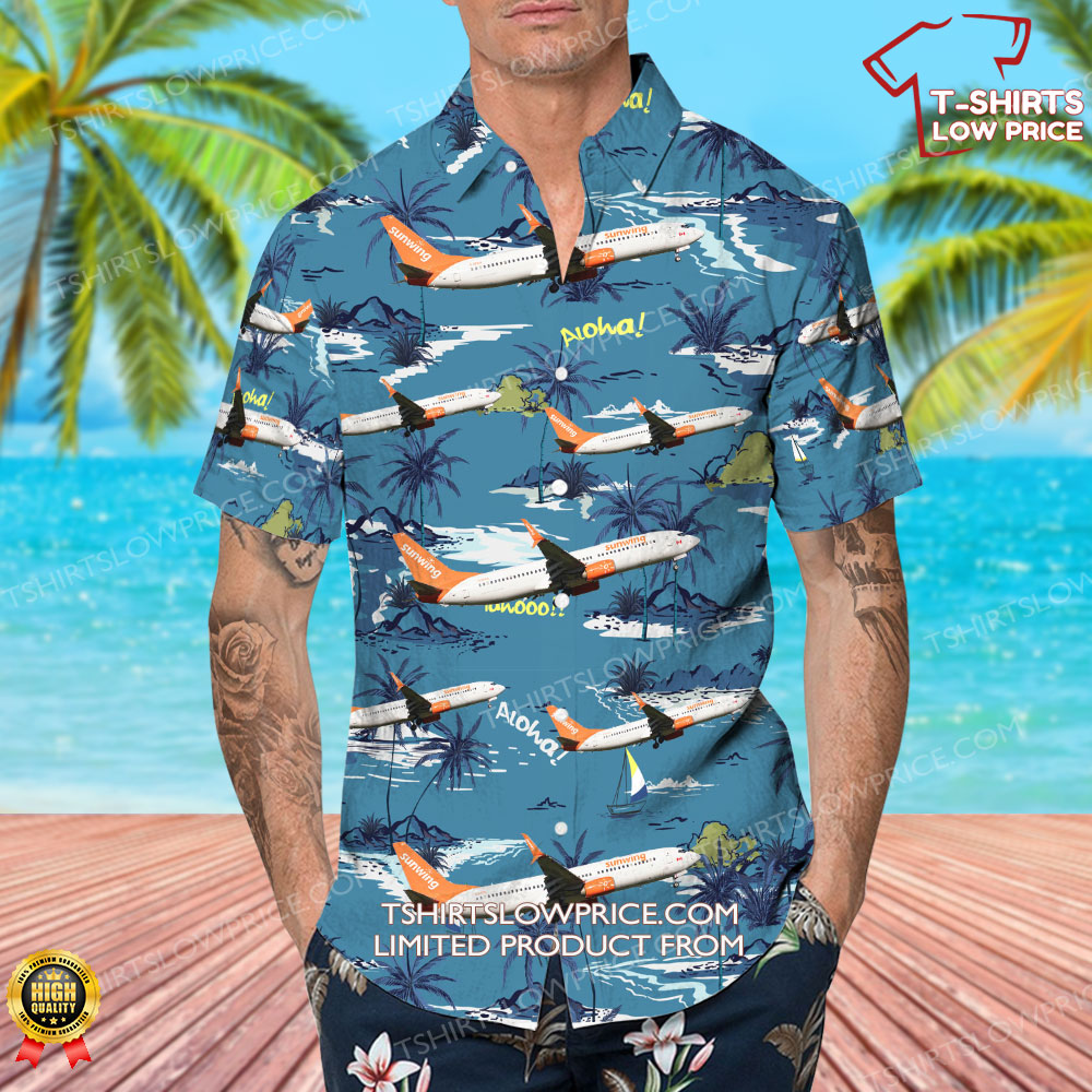 Boeing 737 8GS Sunwing Airlines Hawaiian Shirt 4 Boeing 737 8GS Sunwing Airlines Hawaiian Shirt 4