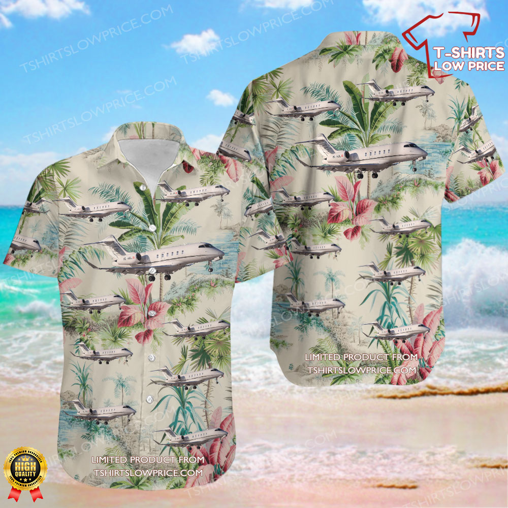 Bombardier BD-100-1A10 Challenger 3500 Glock Aviation Hawaiian Shirt 0 68