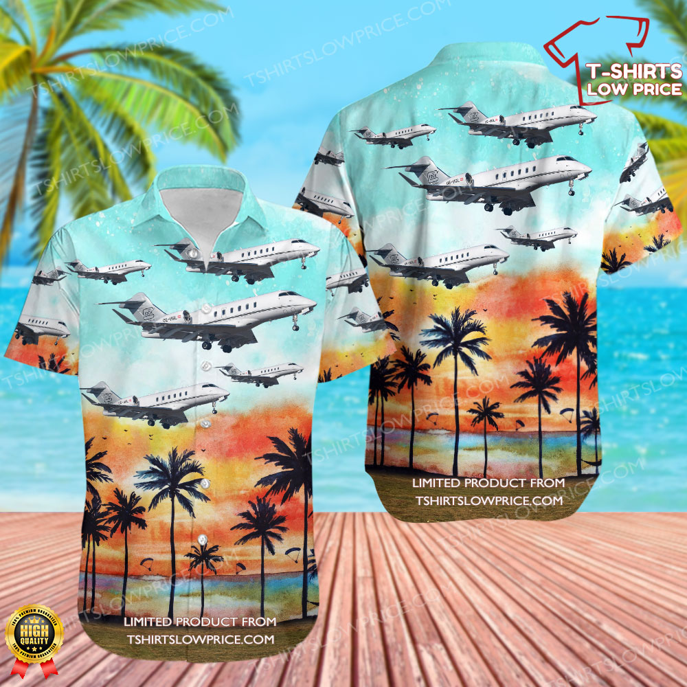 Bombardier BD-100-1A10 Challenger 300 Glock Aviation Hawaiian Shirt 0 71
