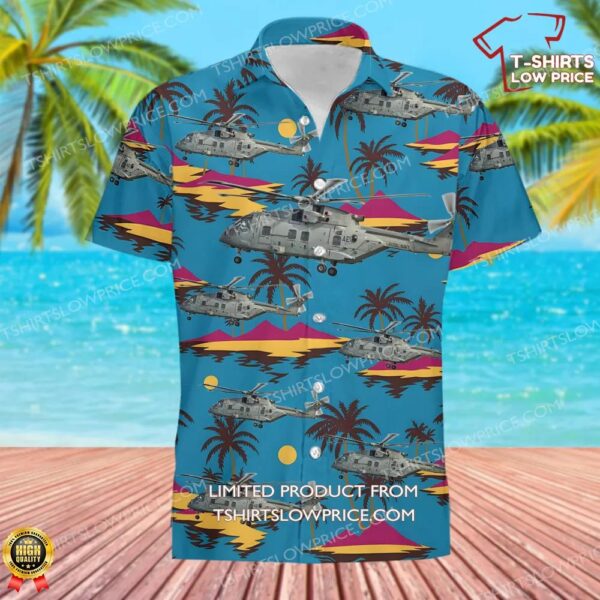 Royal Navy AgustaWestland EH101-512 Merlin HC4A Hawaiian Shirt Royal Navy AgustaWestland EH101-512 Merlin HC4A Hawaiian Shirt