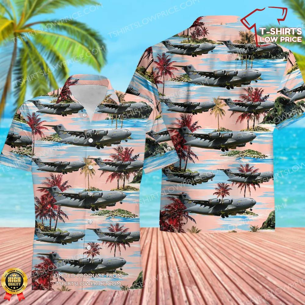 USA Air Force Boeing C-17 Globemaster III Hawaiian Shirt USA Air Force Boeing C 17 Globemaster III Hawaiian Shirt