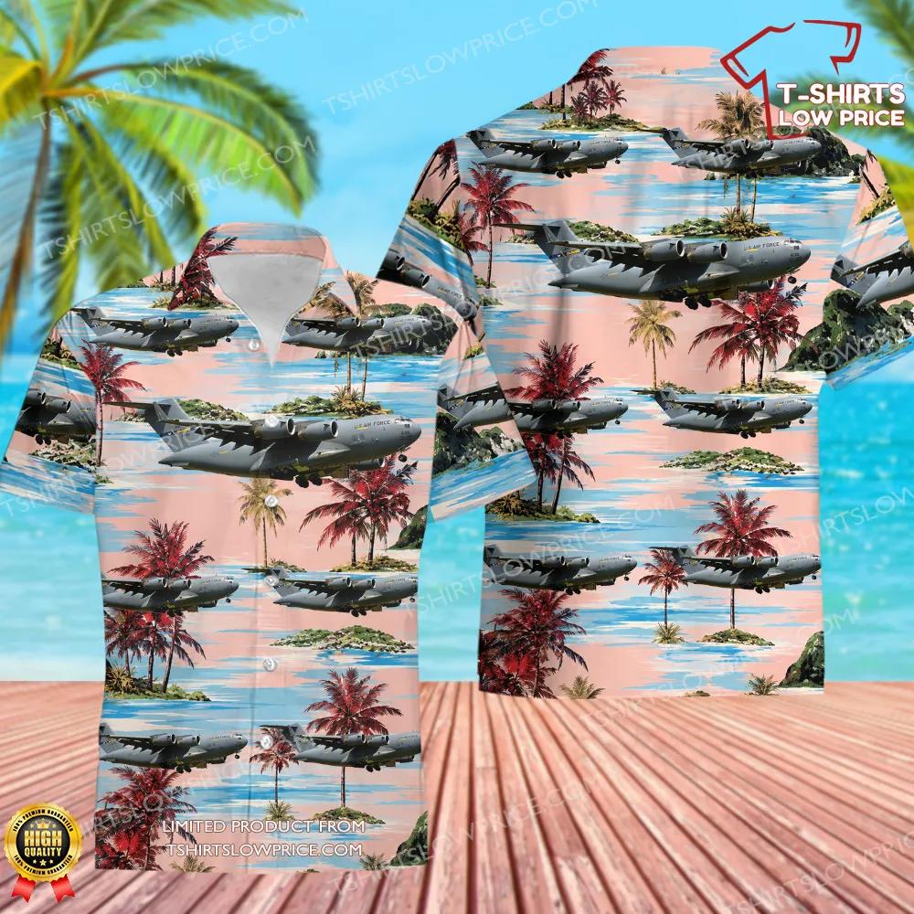 USA Air Force Boeing C-17A Globemaster III Hawaiian Shirt USA Air Force Boeing C 17A Globemaster III Hawaiian Shirt