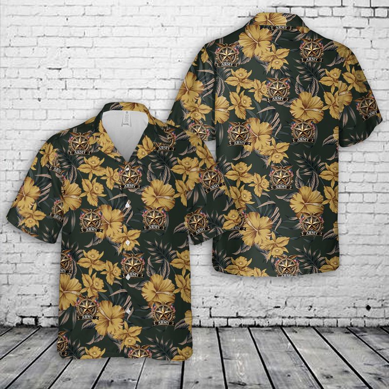 US Army Gold Emblem Hawaiian Shirt US Army Gold Emblem Hawaiian Shirt