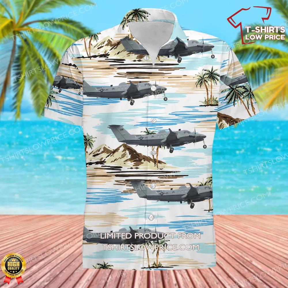 USA Air Force Hawker Beechcraft MC 12W Liberty 350ER Hawaiian Shirt 3 USA Air Force Hawker Beechcraft MC 12W Liberty 350ER Hawaiian Shirt 3